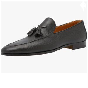 FSJ Black Men's Tassel Loafers Slip On Comfy Cushioned Insole Driving Shoes